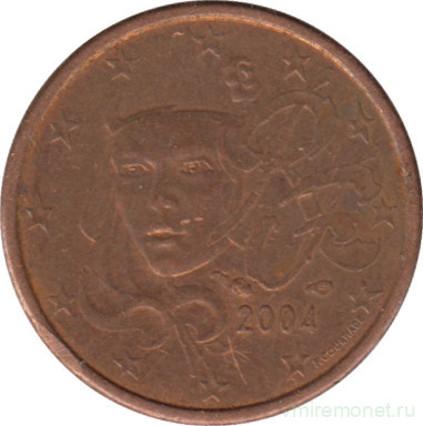 Монета. Франция. 1 цент 2004 год.