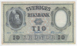 Банкнота. Швеция. 10 крон 1955 год. Тип 43c(11).