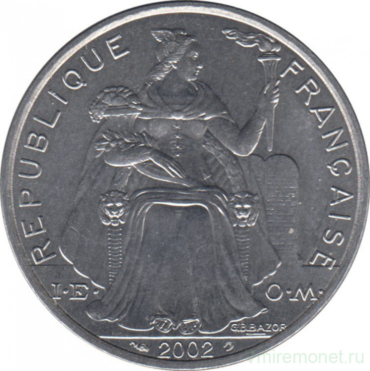 Монета. Новая Каледония. 5 франков 2002 год.