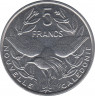 Монета. Новая Каледония. 5 франков 2002 год. рев.