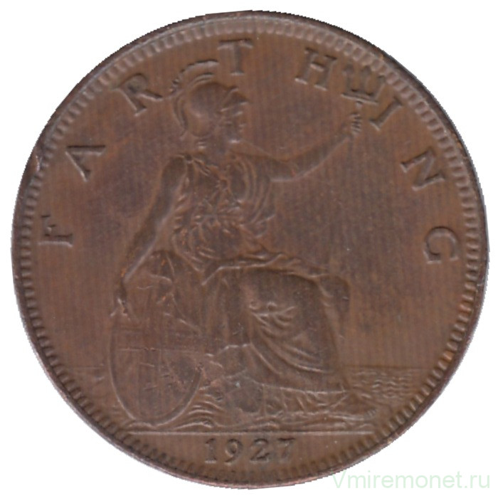 Монета. Великобритания. 1 фартинг 1927 год.