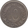 Монета. Дания. 10 крон 1983 год. ав.
