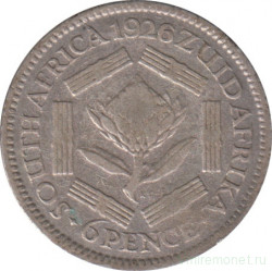 Монета. Южно-Африканская республика (ЮАР). 6 пенсов 1926 год.
