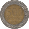 Монета. Чили. 500 песо 2008 год. ав.