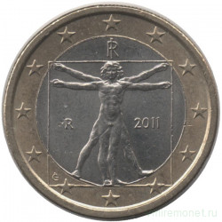 Монета. Италия. 1 евро 2011 год. 