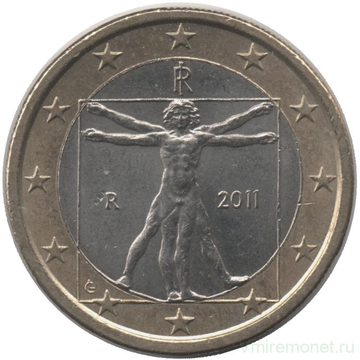 Монета. Италия. 1 евро 2011 год. 