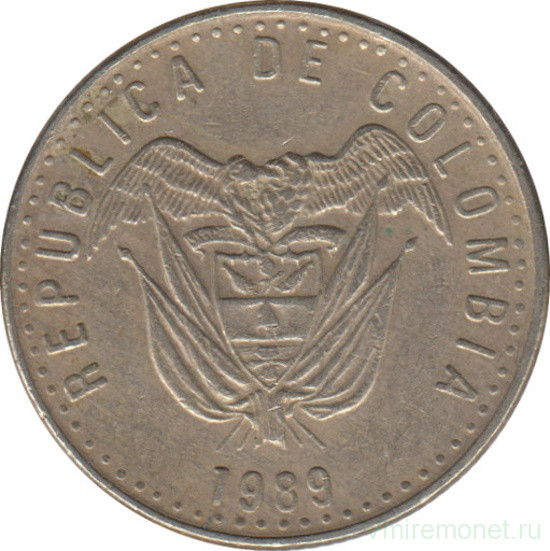 Монета. Колумбия. 50 песо 1989 год.