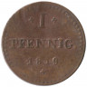 Монета. Германия. Гессен-Дармштадт. 1 пфенниг 1819 год. "G H S M".