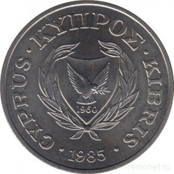 Монета. Кипр. 50 центов 1985 год. ФАО. Международный год лесов.