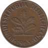  Монета. ФРГ. 2 пфеннига 1965 год. Монетный двор - Карлсруэ (G). ав.
