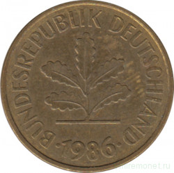 Монета. ФРГ. 5 пфеннигов 1986 год. Монетный двор - Мюнхен (D).