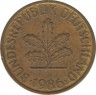  Монета. ФРГ. 10 пфеннигов 1986 год. Монетный двор - Карлсруэ (G). ав.