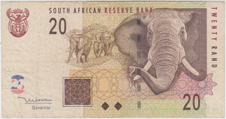 Банкнота. Южно-Африканская республика (ЮАР). 20 рандов 2005 год. Тип 129а.