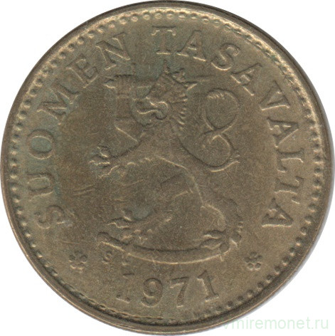 Монета. Финляндия. 10 пенни 1971 год.