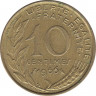  Монета. Франция. 10 сантимов 1966 год. ав.