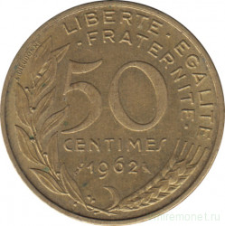 Монета. Франция. 50 сантимов 1962 год.