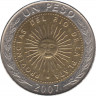 Монета. Аргентина. 1 песо 2007 год. ав.