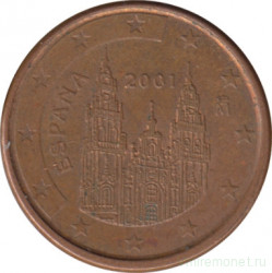 Монета. Испания. 1 цент 2001 год.