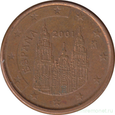 Монета. Испания. 1 цент 2001 год.