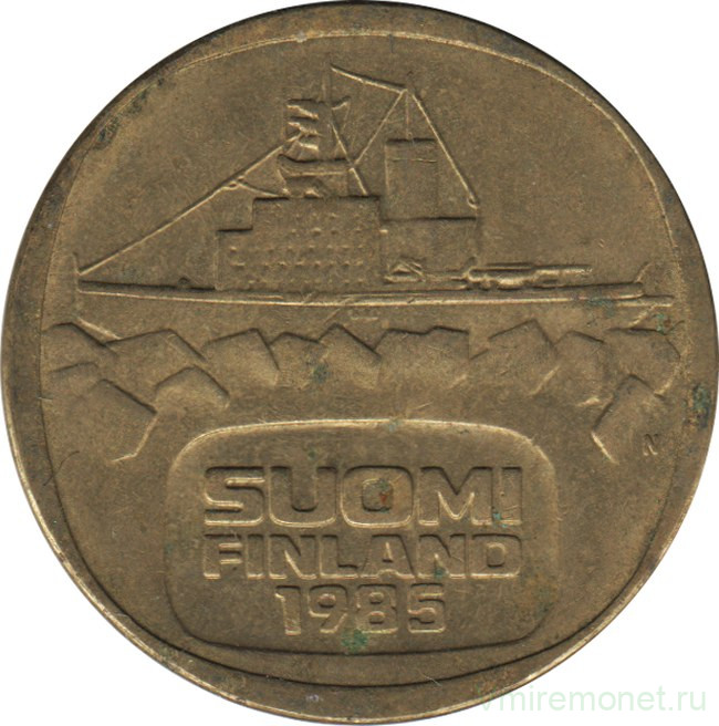 Монета. Финляндия. 5 марок 1985 год. Ледокол Урхо.