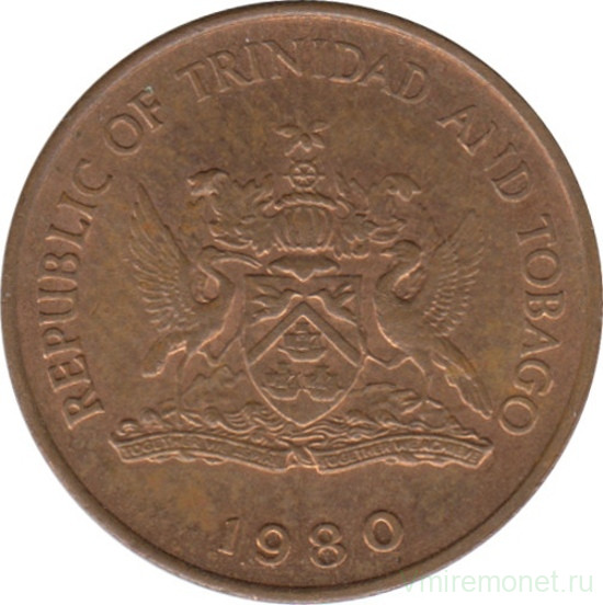 Монета. Тринидад и Тобаго. 5 центов 1980 год.