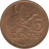 Монета. Тринидад и Тобаго. 5 центов 1980 год. рев.