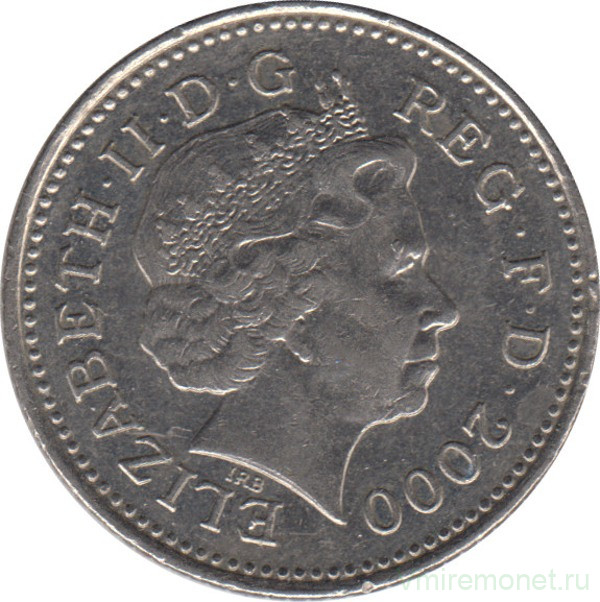 Монета. Великобритания. 10 пенсов 2000 год.