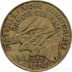 Монета. Экваториальная Африка (КФА). Камерун. 5 франков 1972 год.