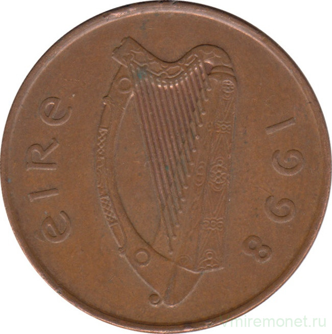 Монета. Ирландия. 2 пенса 1998 год.