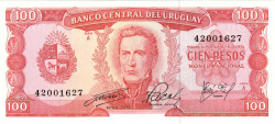 Банкнота. Уругвай. 100 песо 1967 год. Тип  47a(9).