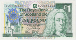 Банкнота. Великобритания. Шотландия. 1 фунт 1992 год. Европейский саммит в Эдинбурге. Тип 356.