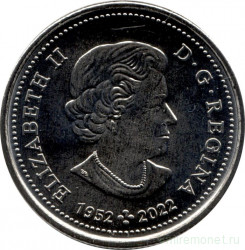 Монета. Канада. 25 центов 2023 год. 70 лет правления Елизаветы II.