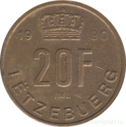 Монета. Люксембург. 20 франков 1990 год. 
