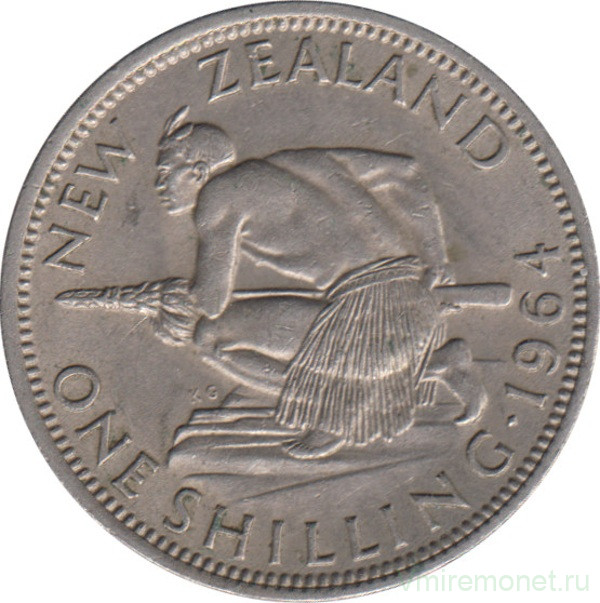 Монета. Новая Зеландия. 1 шиллинг 1964 год.