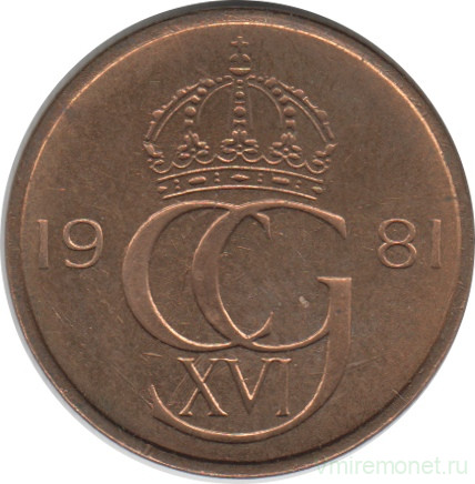 Монета. Швеция. 5 эре 1981 год.