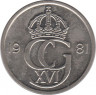 Аверс. Монета. Швеция. 50 эре 1981 год.