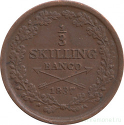 Монета. Швеция. 1/3 скиллинга 1837 год.