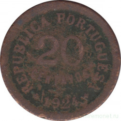 Монета. Португалия. 20 сентаво 1924 год.