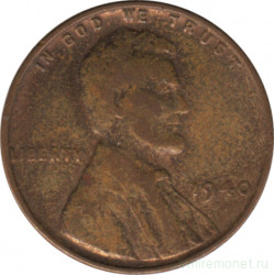 Монета. США. 1 цент 1940 год.