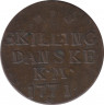 Монета. Дания. 1 скиллинг 1771 год. ав.