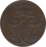Монета. Дания. 1 скиллинг 1771 год. рев.