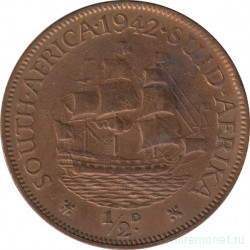 Монета. Южно-Африканская республика (ЮАР). 1/2 пенни 1942 год.