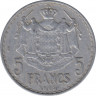 Монета. Монако. 5 франков 1945 год. рев.