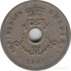 Монета. Бельгия. 5 сантимов 1907 год. BELGIE.