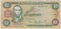 Банкнота. Ямайка. 2 доллара 1987 год. Тип 69b.