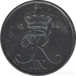 Монета. Дания. 5 эре 1958 год.