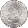 Монета. ФРГ. 5 марок 1970 год. 200 лет со дня рождения Людвига ван Бетховена. ав.