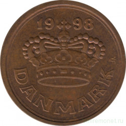 Монета. Дания. 50 эре 1998 год.