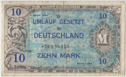 Банкнота. Германия. Третий рейх. Оккупация союзников. 10 марок 1944 год. (8 цифр). Тип 194d.