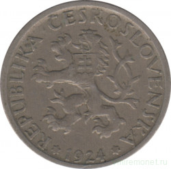 Монета. Чехословакия. 1 крона 1924 год.
